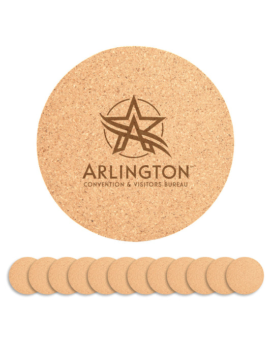 4" Round Cork Coasters - A Baker's Dozen